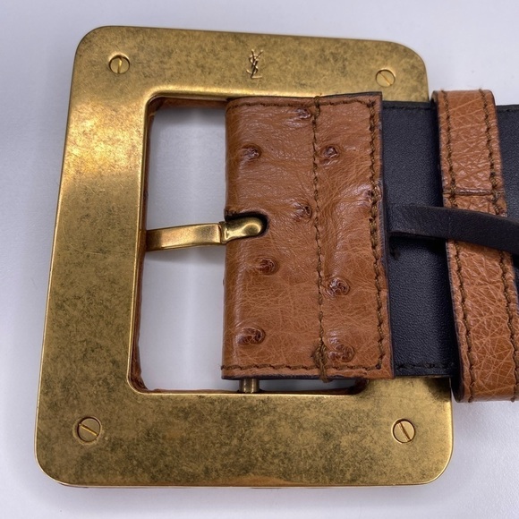 Yves Saint Laurent Wide Ostrich Belt - Picture 8 of 9